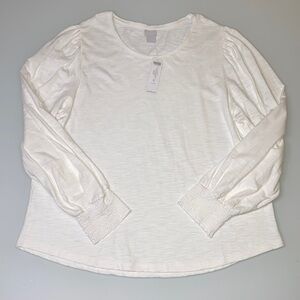 Chico’s NWT smocked crew neck long sleeve fashion knit top